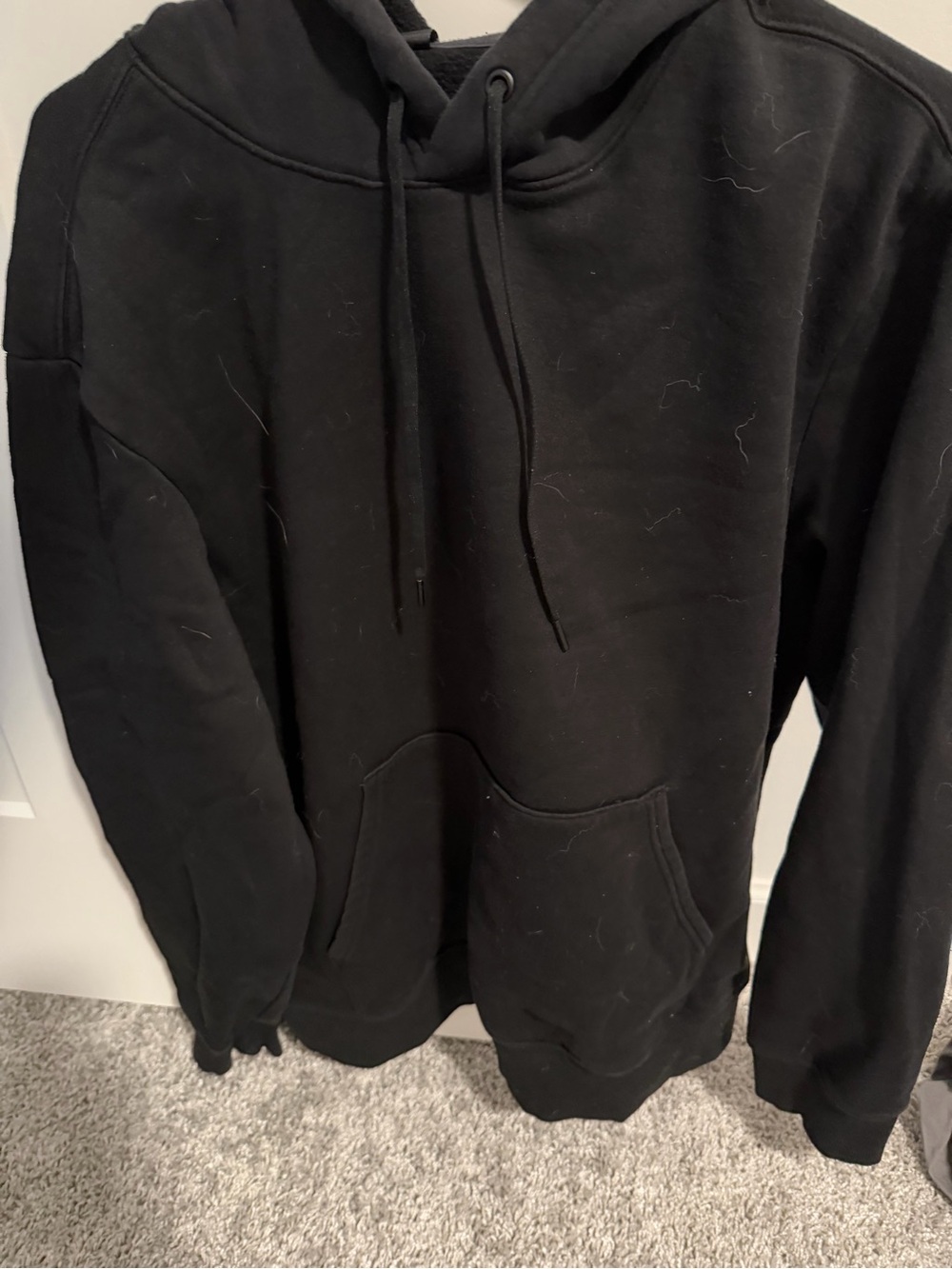Athletic Works Black Men's Pullover Hoodie with Kangaroo Pocket
